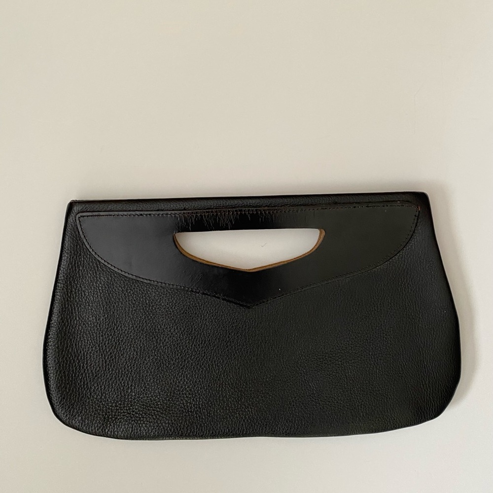 Vintage Black Leather Clutch Handbag